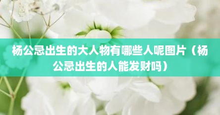 杨公忌出生的大人物有哪些人呢图片（杨公忌出生的人能发财吗）