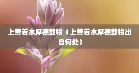 上善若水厚德载物（上善若水厚德载物出自何处）