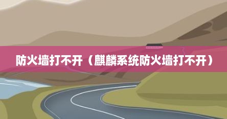 防火墙打不开（麒麟系统防火墙打不开）