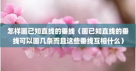 怎样画已知直线的垂线（画已知直线的垂线可以画几条而且这些垂线互相什么）