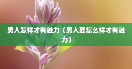 男人怎样才有魅力（男人要怎么样才有魅力）