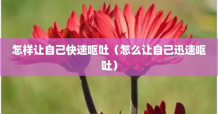 怎样让自己快速呕吐（怎么让自己迅速呕吐）