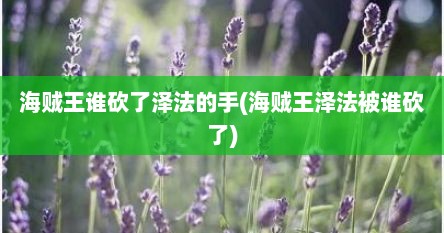 海贼王谁砍了泽法的手(海贼王泽法被谁砍了)