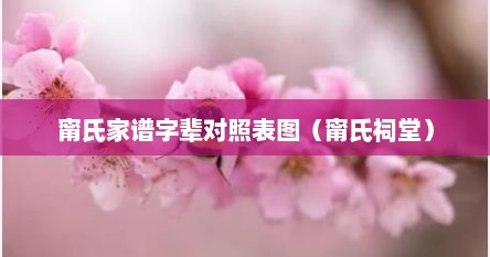 甯氏家谱字辈对照表图（甯氏祠堂）