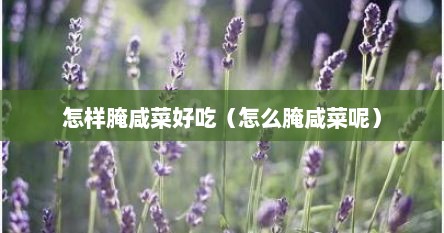 怎样腌咸菜好吃（怎么腌咸菜呢）