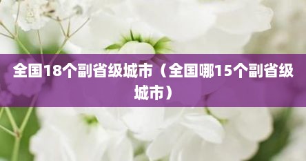 全国18个副省级城市(全国哪15个副省级城市)