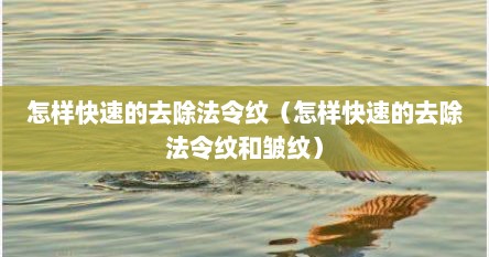 怎样快速的去除法令纹（怎样快速的去除法令纹和皱纹）
