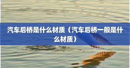 汽车后桥尺寸标准（汽车后桥壳材质区别）