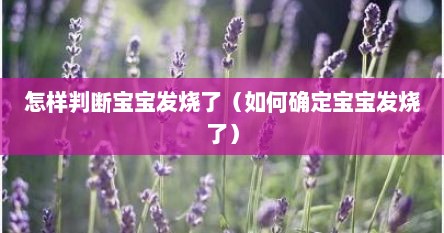 怎样判断宝宝发烧了（如何确定宝宝发烧了）