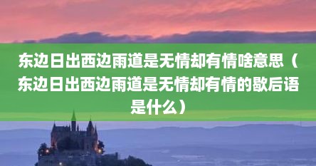 东边日出西边雨道是无情却有情啥意思（东边日出西边雨道是无情却有情的歇后语是什么）