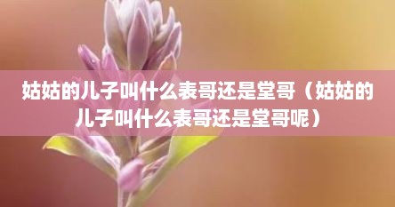 姑姑的儿子叫什么表哥还是堂哥（姑姑的儿子叫什么表哥还是堂哥呢）