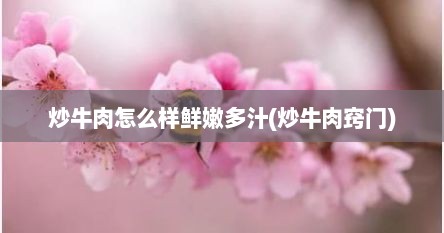 炒牛肉怎么样鲜嫩多汁(炒牛肉窍门)