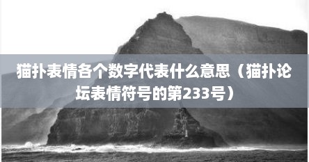 猫扑表情各个数字代表什么意思（猫扑论坛表情符号的第233号）