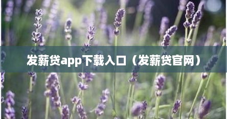 发薪贷app下载入口（发薪贷官网）