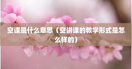 空课是什么意思（空讲课的教学形式是怎么样的）