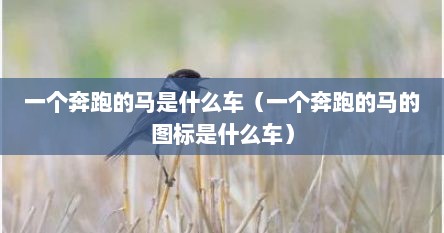 一个奔跑的马是什么车（一个奔跑的马的图标是什么车）