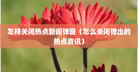 怎样关闭热点新闻弹窗（怎么关闭弹出的热点资讯）