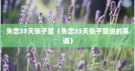 失恋33天张子萱（失恋33天张子萱说的英语）