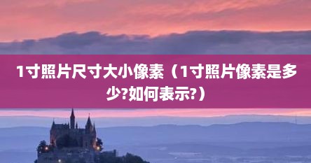 1寸照片尺寸大小像素（1寸照片像素是多少?如何表示?）