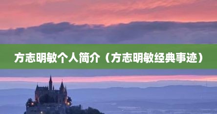 方志明敏个人简介（方志明敏经典事迹）