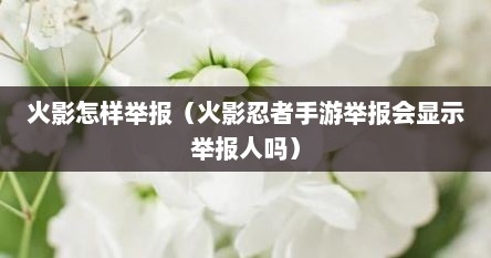 火影怎样举报（火影忍者手游举报会显示举报人吗）