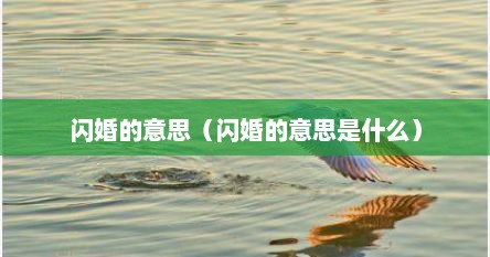 闪婚的意思（闪婚的意思是什么）