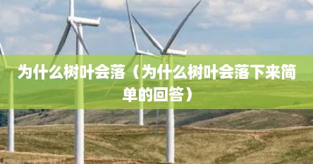 为什么树叶会落（为什么树叶会落下来简单的回答）