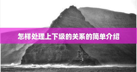 怎样处理上下级的关系的简单介绍