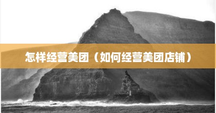 怎样经营美团（如何经营美团店铺）