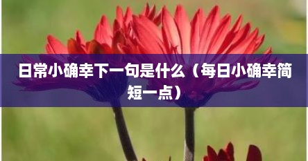 日常小确幸简单即幸福（日常小确幸教程）