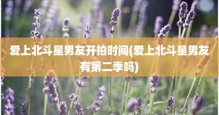 爱上北斗星男友开拍时间(爱上北斗星男友有第二季吗)