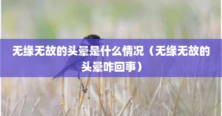 无缘无故的头晕是什么情况（无缘无故的头晕咋回事）