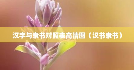 汉字与隶书对照表高清图（汉书隶书）
