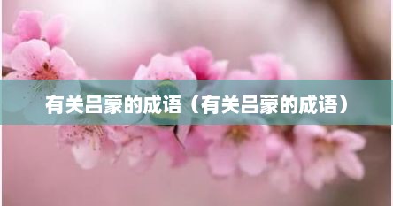 有关吕蒙的成语（有关吕蒙的成语）