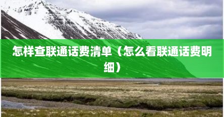 怎样查联通话费清单（怎么看联通话费明细）
