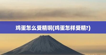 鸡蛋怎么受精啊(鸡蛋怎样受精?)