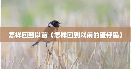 怎样回到以前（怎样回到以前的蛋仔岛）