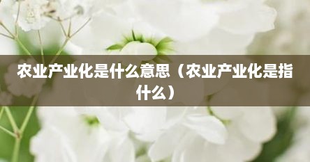 农业产业化是什么意思（农业产业化是指什么）