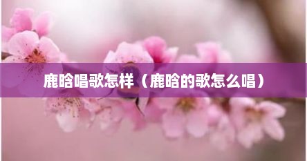 鹿晗唱歌怎样（鹿晗的歌怎么唱）