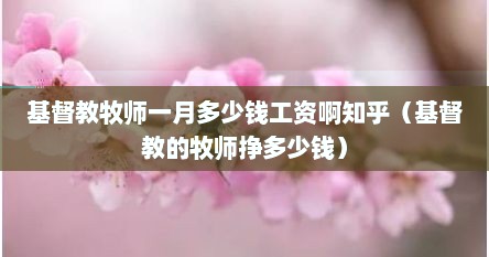 基督教牧师一月多少钱工资啊知乎(基督教的牧师挣多少钱)
