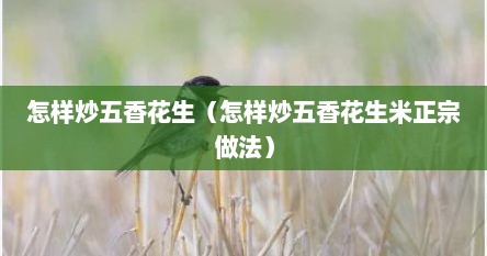 怎样炒五香花生（怎样炒五香花生米正宗做法）