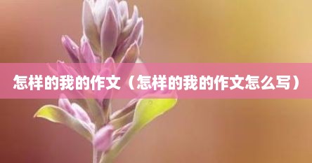 怎样的我的作文（怎样的我的作文怎么写）