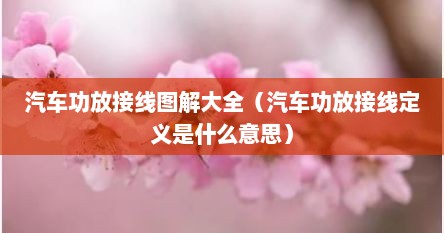 汽车功放接线图解大全（汽车功放接线定义是什么意思）