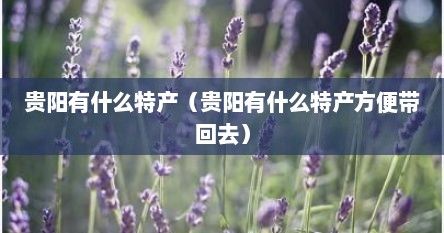 贵阳有什么特产（贵阳有什么特产方便带回去）