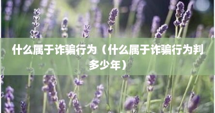 什么属于诈骗行为（什么属于诈骗行为判多少年）