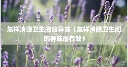 怎样消除卫生间的异味（怎样消除卫生间的异味最有效）