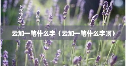 云加一笔什么字（云加一笔什么字啊）