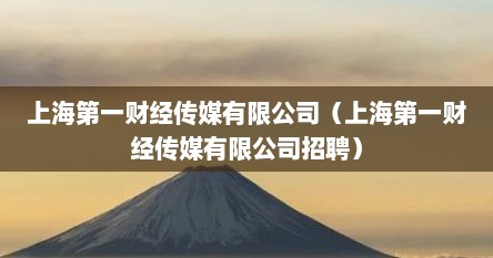 上海第一财经传媒有限公司（上海第一财经传媒有限公司招聘）