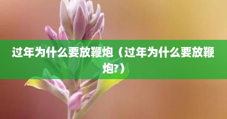 过年为什么要放鞭炮（过年为什么要放鞭炮?）