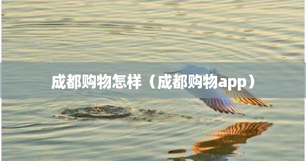 成都购物怎样（成都购物app）